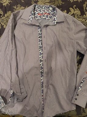 Robert Graham Purple Gingham Blazer-Style Jacket with Floral Trim